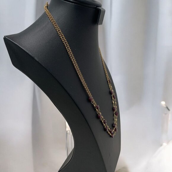 Monet Double-Strand Gold-Tone Station Necklace With Amethyst Coin Beads NWT 20" - Picture 7 of 10